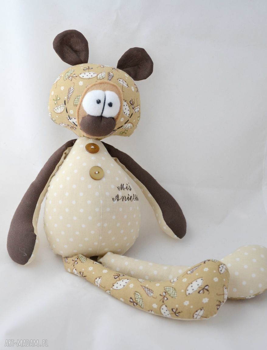 maskotki: Szyty miś Franciszek, przytulanka. Ręcznie wykonane
