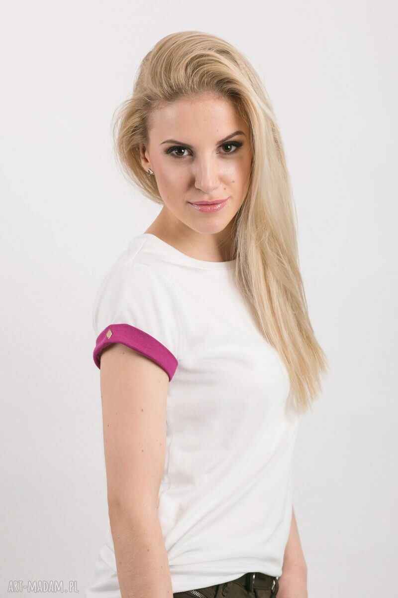 T-shirt - koszulka pink sleeves, ROZMIAR L