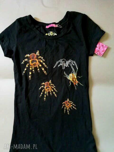 T-shirt z pająkami - autorski nadruk, rozmiar S (czarny)