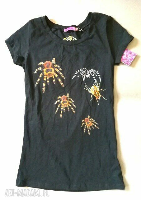 T-shirt z pająkami - autorski nadruk, rozmiar S (czarny)