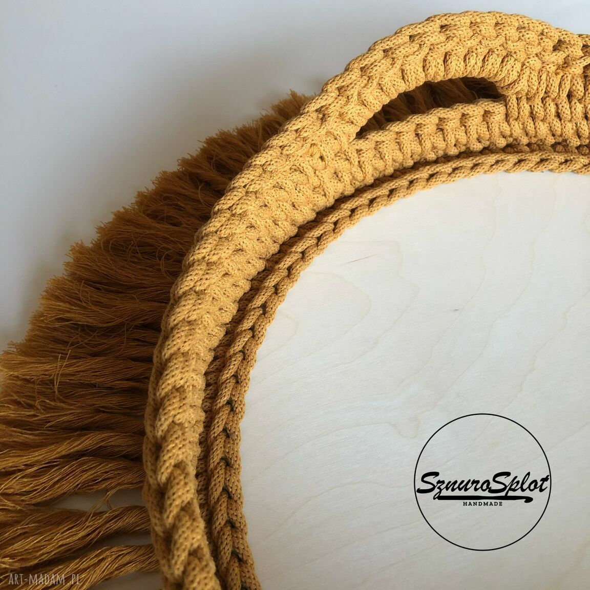 Taca boho z kosza ze sznurka 37 cm - ręcznie robiony koszyk na stół