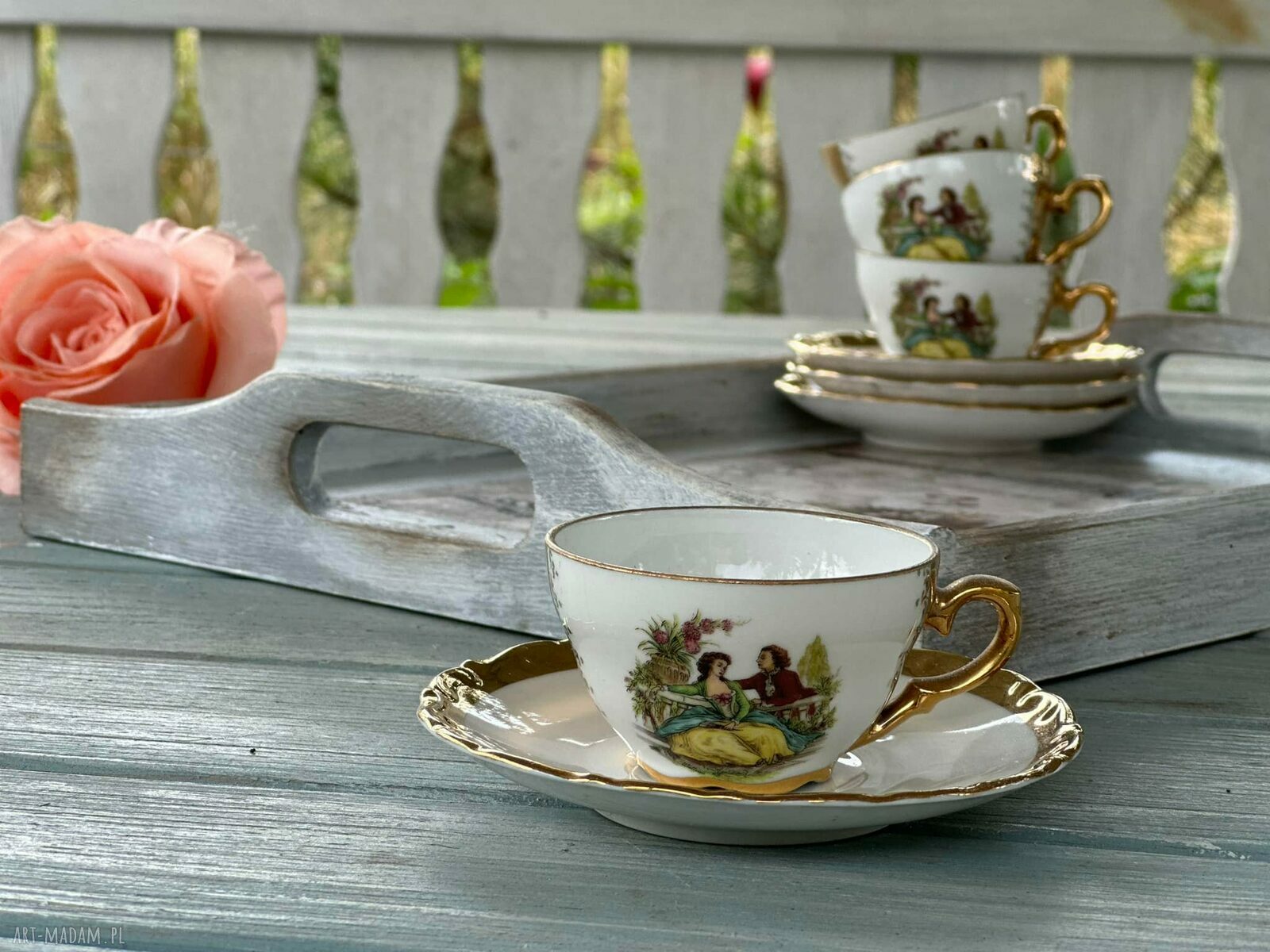 Ręcznie robiona taca dekoracyjna Paryż vintage - shabby chic 40x30