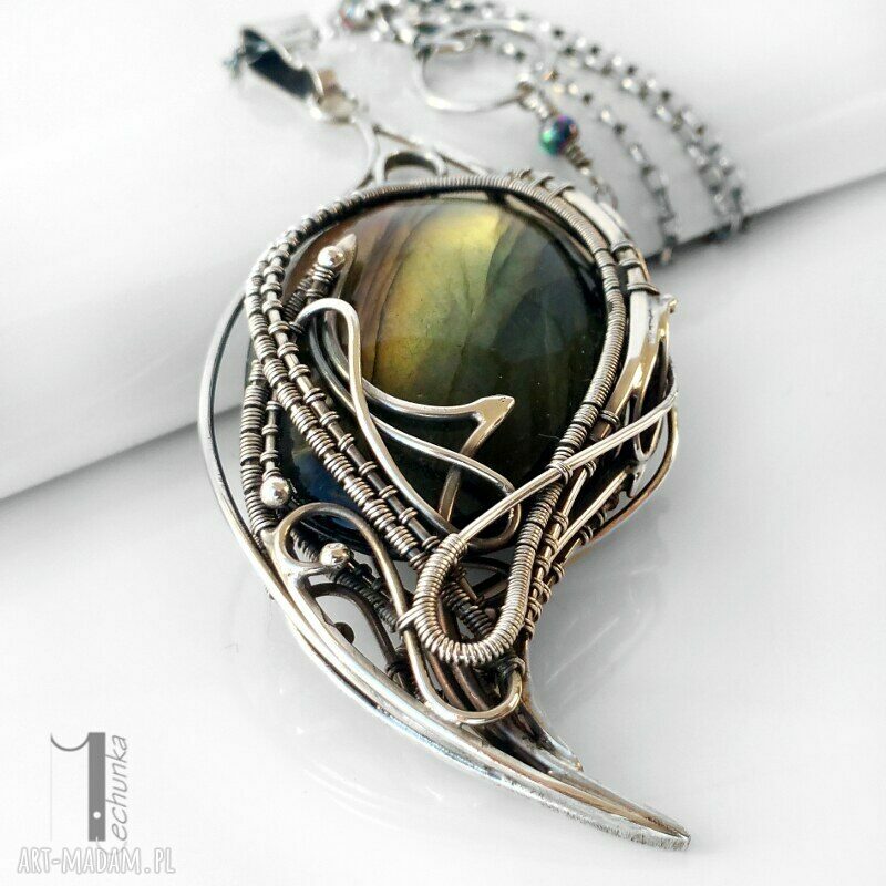 naszyjniki: Taivas V srebrny naszyjnik z labradorytem Handmade