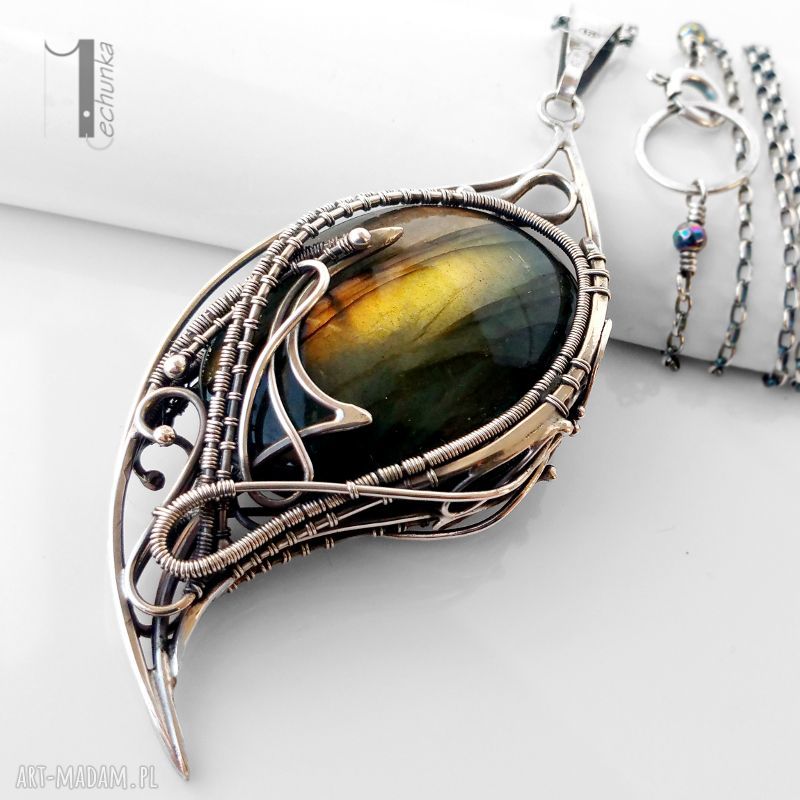 naszyjniki: Taivas V srebrny naszyjnik z labradorytem Handmade