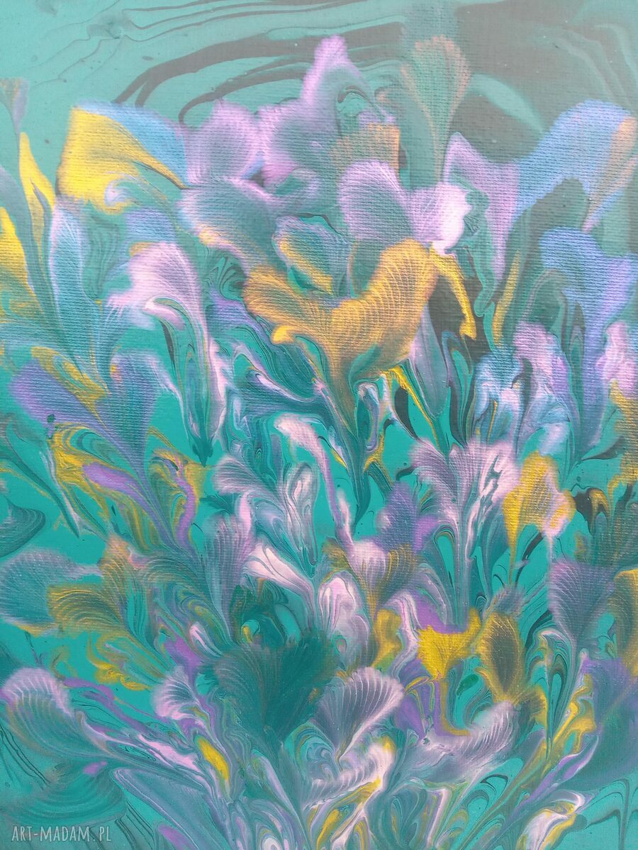 Tajemnica głębin - ręcznie malowany obraz akrylowy 30x30 w technice acrylic pouring