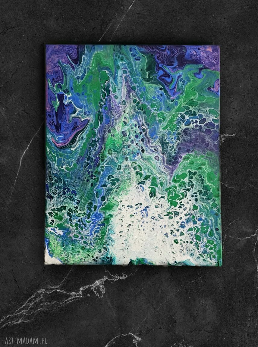 Tajemnica oceanu - abstrakcyjny obraz ręcznie malowany 40x50