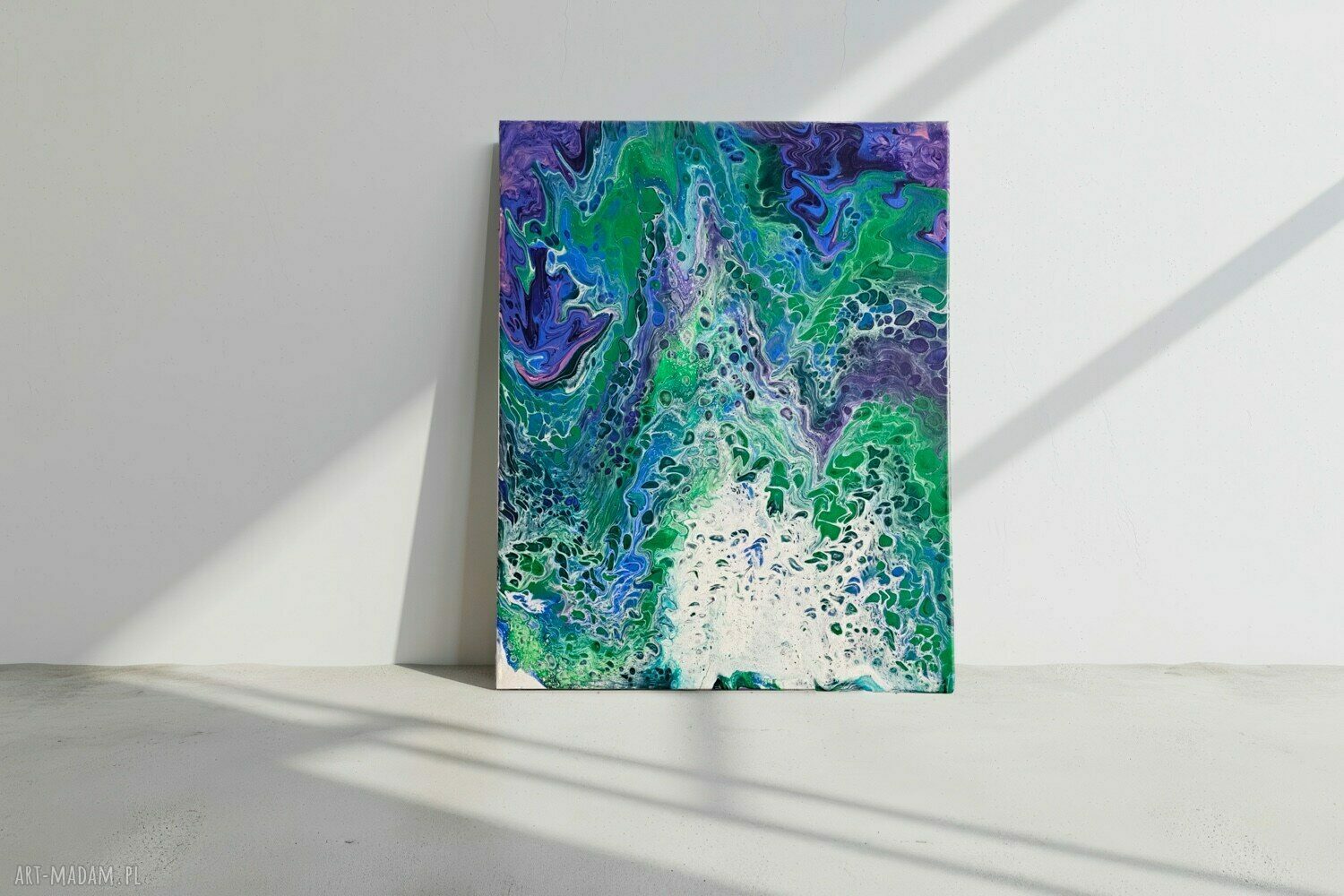Tajemnica oceanu - abstrakcyjny obraz ręcznie malowany 40x50