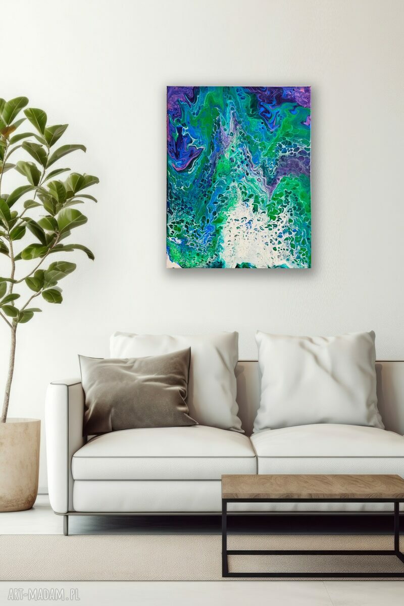Tajemnica oceanu - abstrakcyjny obraz ręcznie malowany 40x50