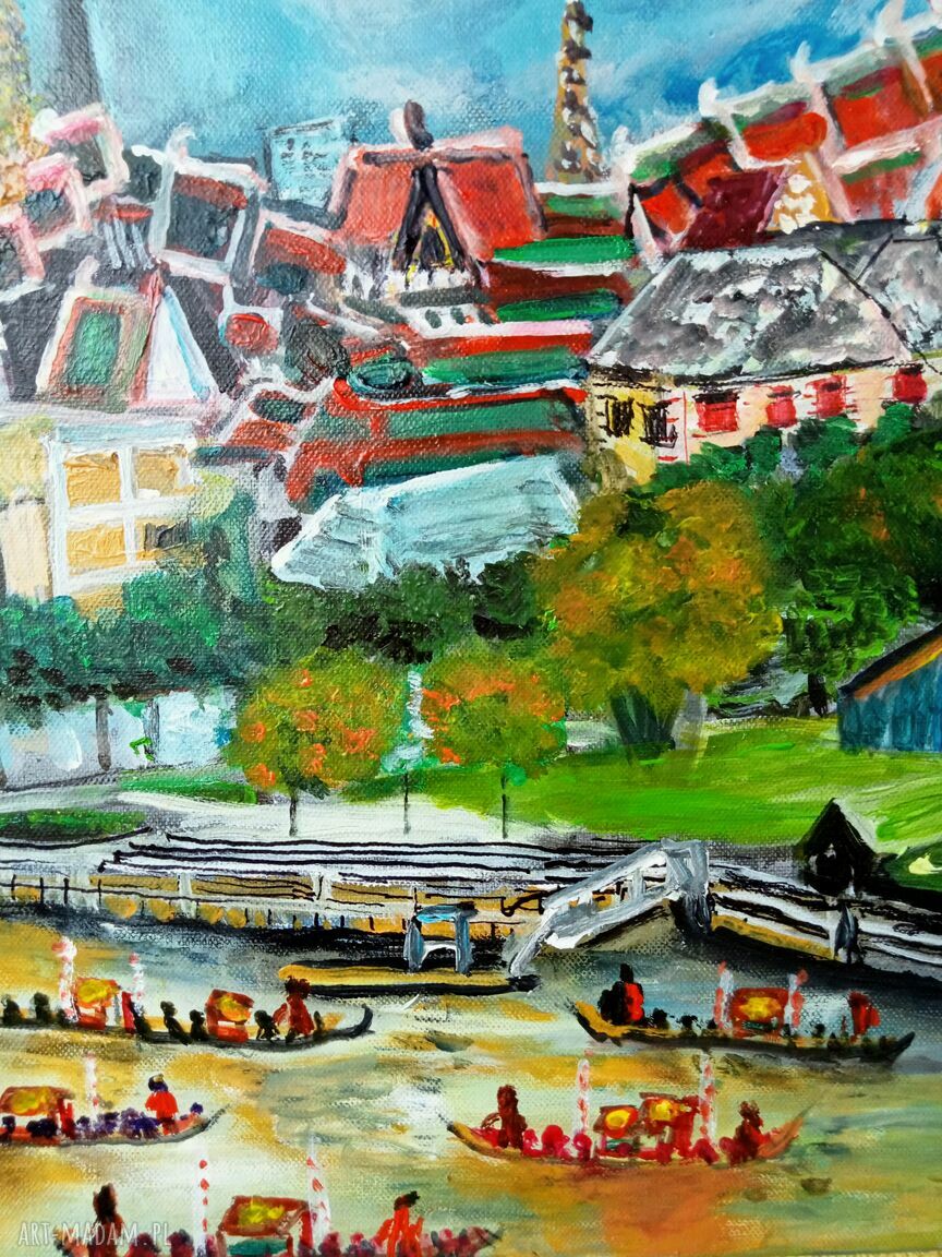 Tajlandia - ręcznie malowany obraz akrylowy 40x40 cm