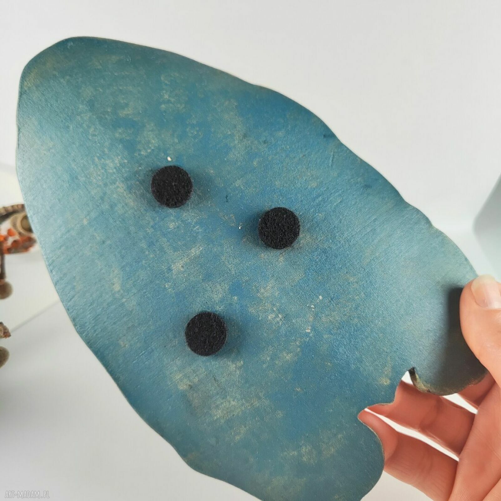 Ceramiczny talerz na biżuterię - liść łopianu (rękodzieło)