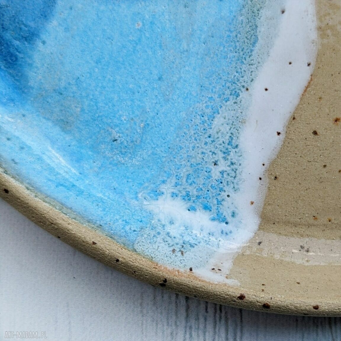 Talerz ceramiczny 25 cm „NICE TO SEA YOU” - rękodzieło z kamionki