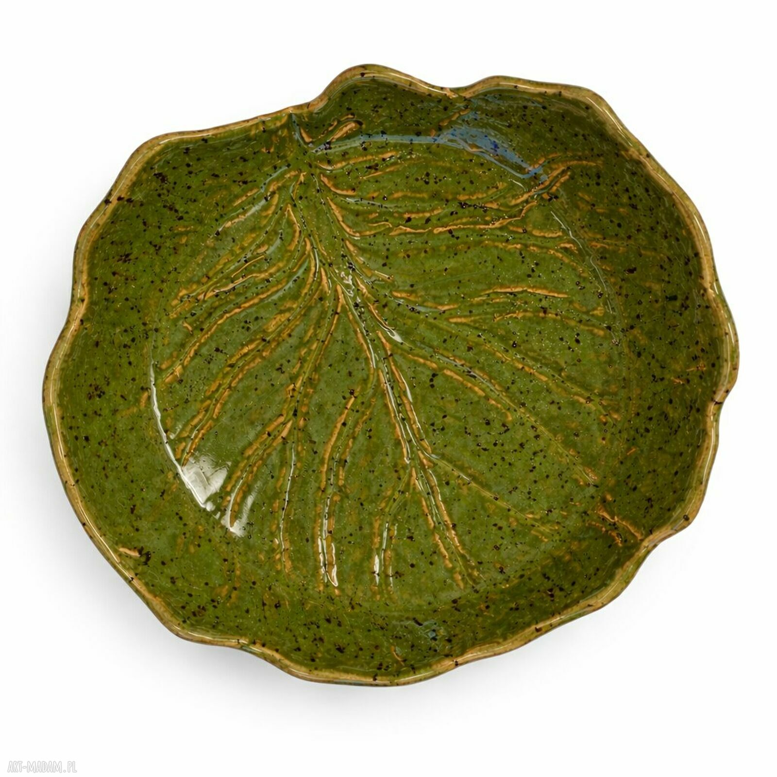 Talerz ceramiczny Liść 17 cm - zielona glazura