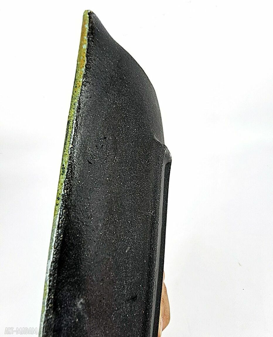 Ręcznie lepiony talerz ceramiczny sushi w turkusowo-zielonych barwach