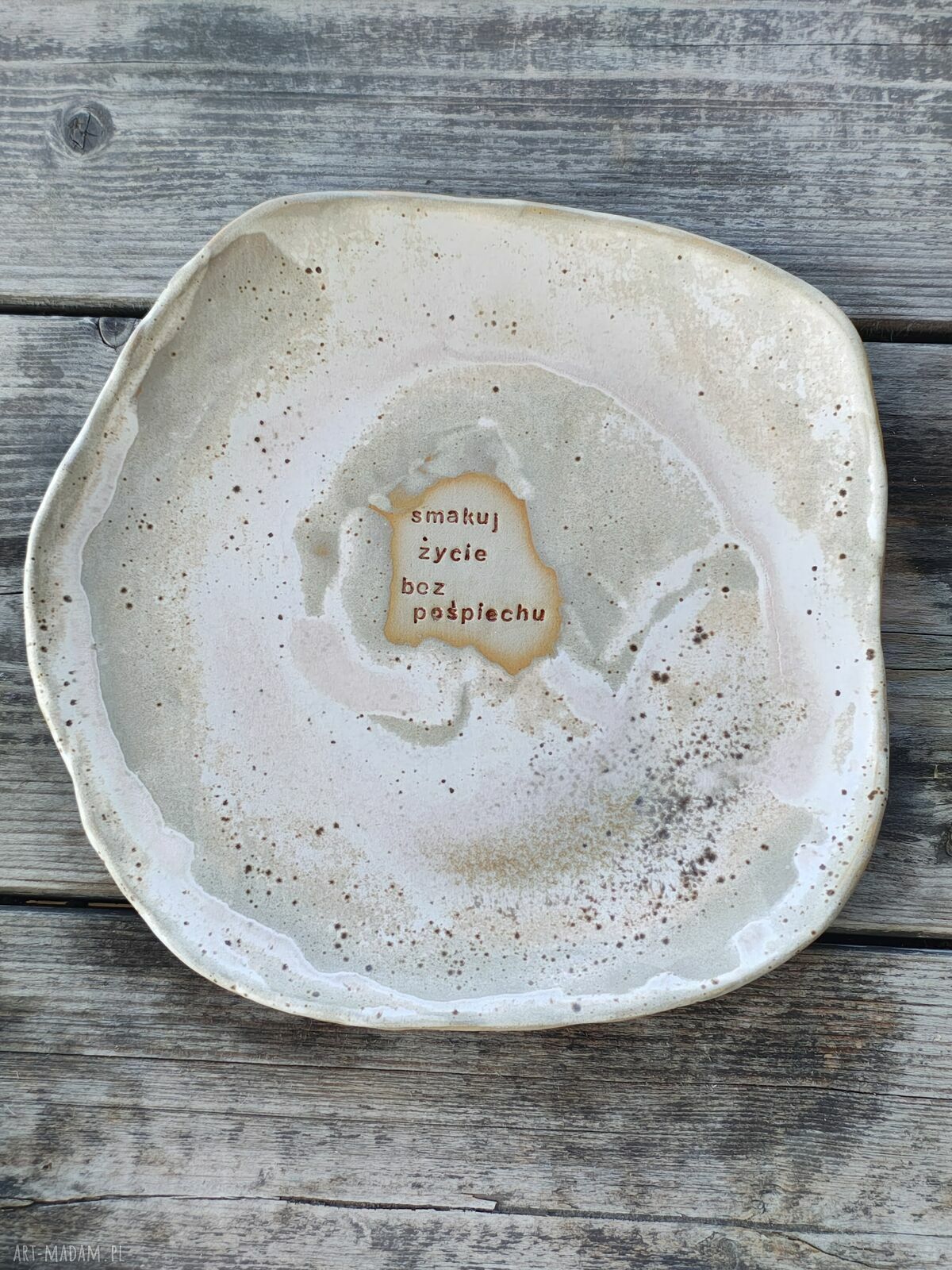 Ręcznie robiony talerz ceramiczny obiadowy 28,5 cm