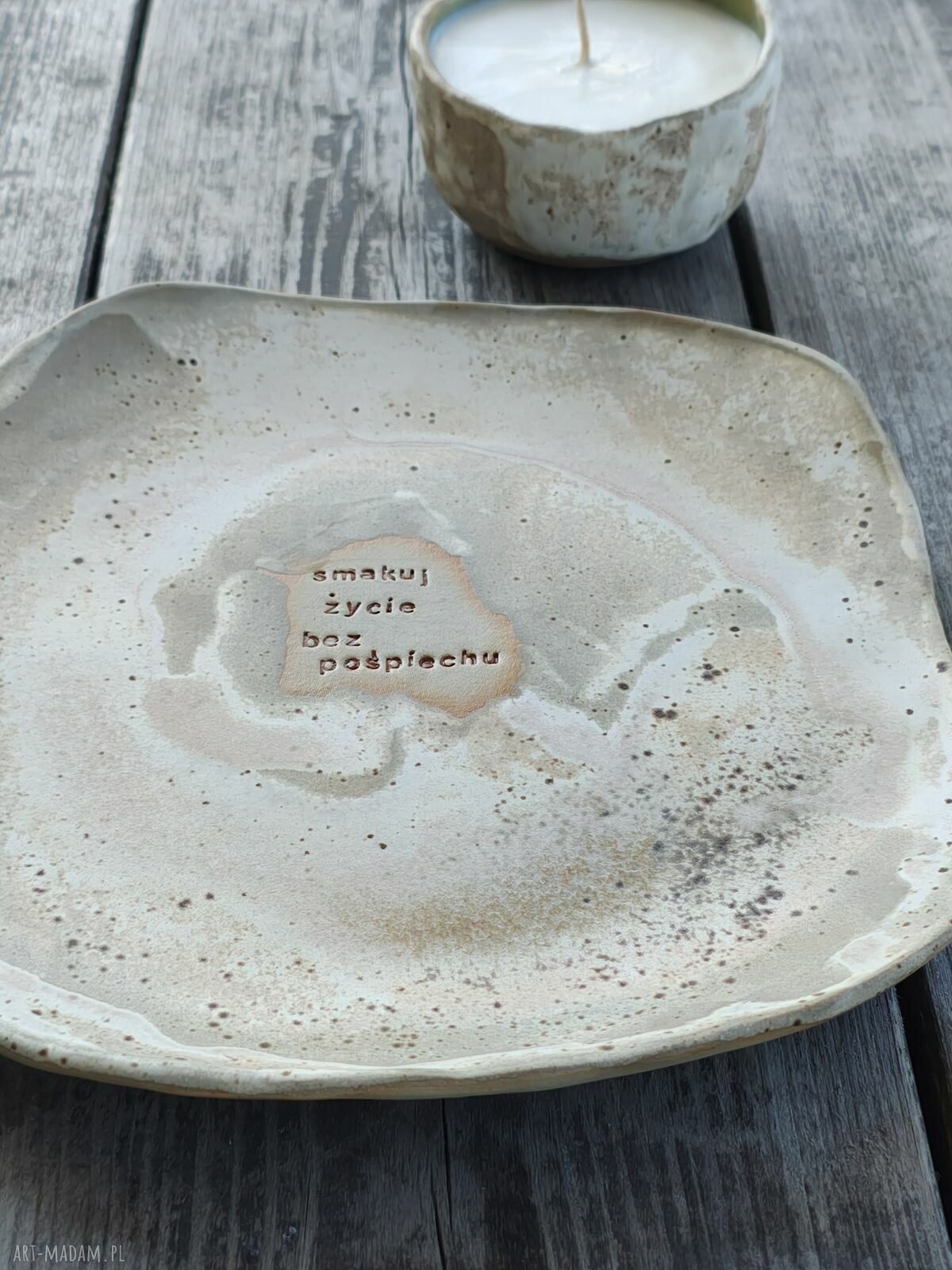 Ręcznie robiony talerz ceramiczny obiadowy 28,5 cm