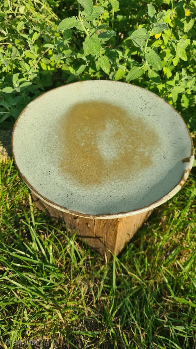Malachitowy talerz ceramiczny handmade - elegancka ozdoba do domu