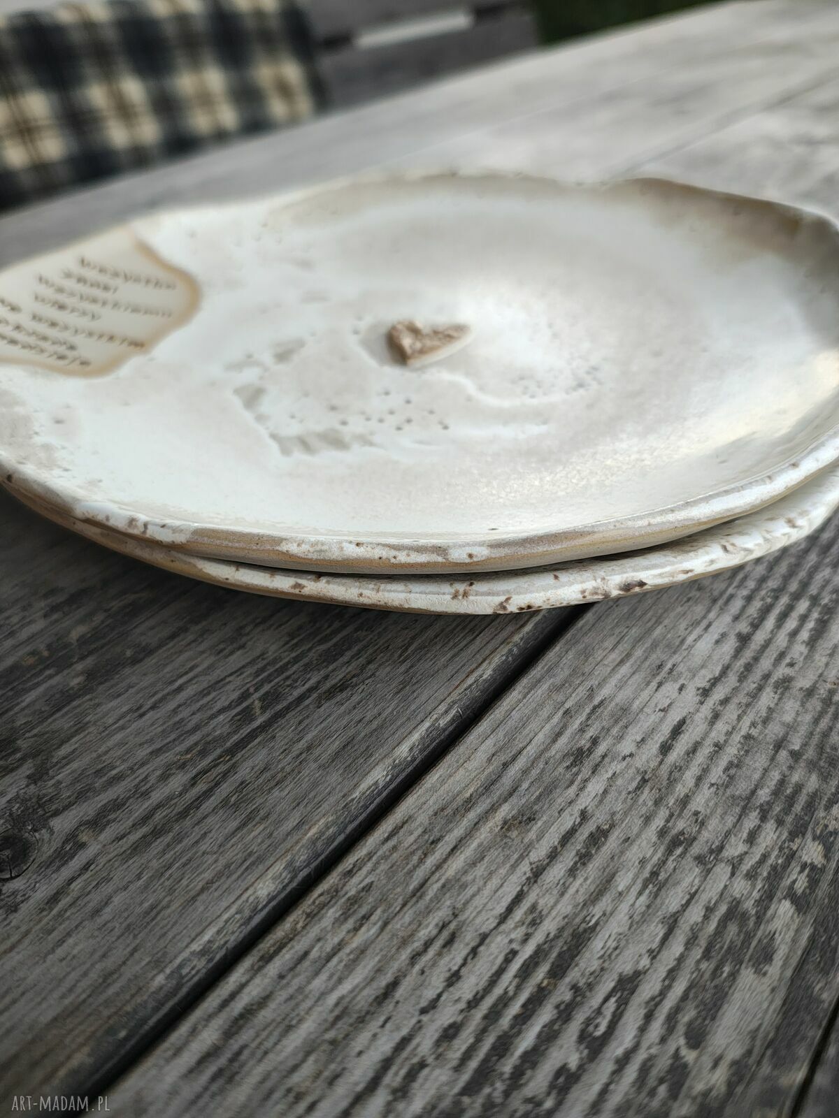 Ręcznie robione talerze ślubne z ceramiki 29 cm