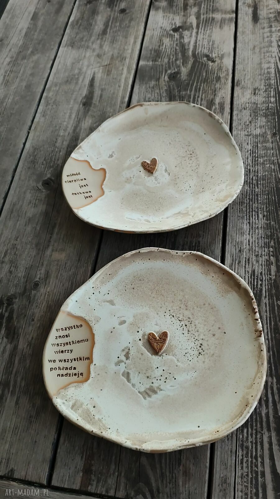 Ręcznie robione talerze ślubne z ceramiki 29 cm