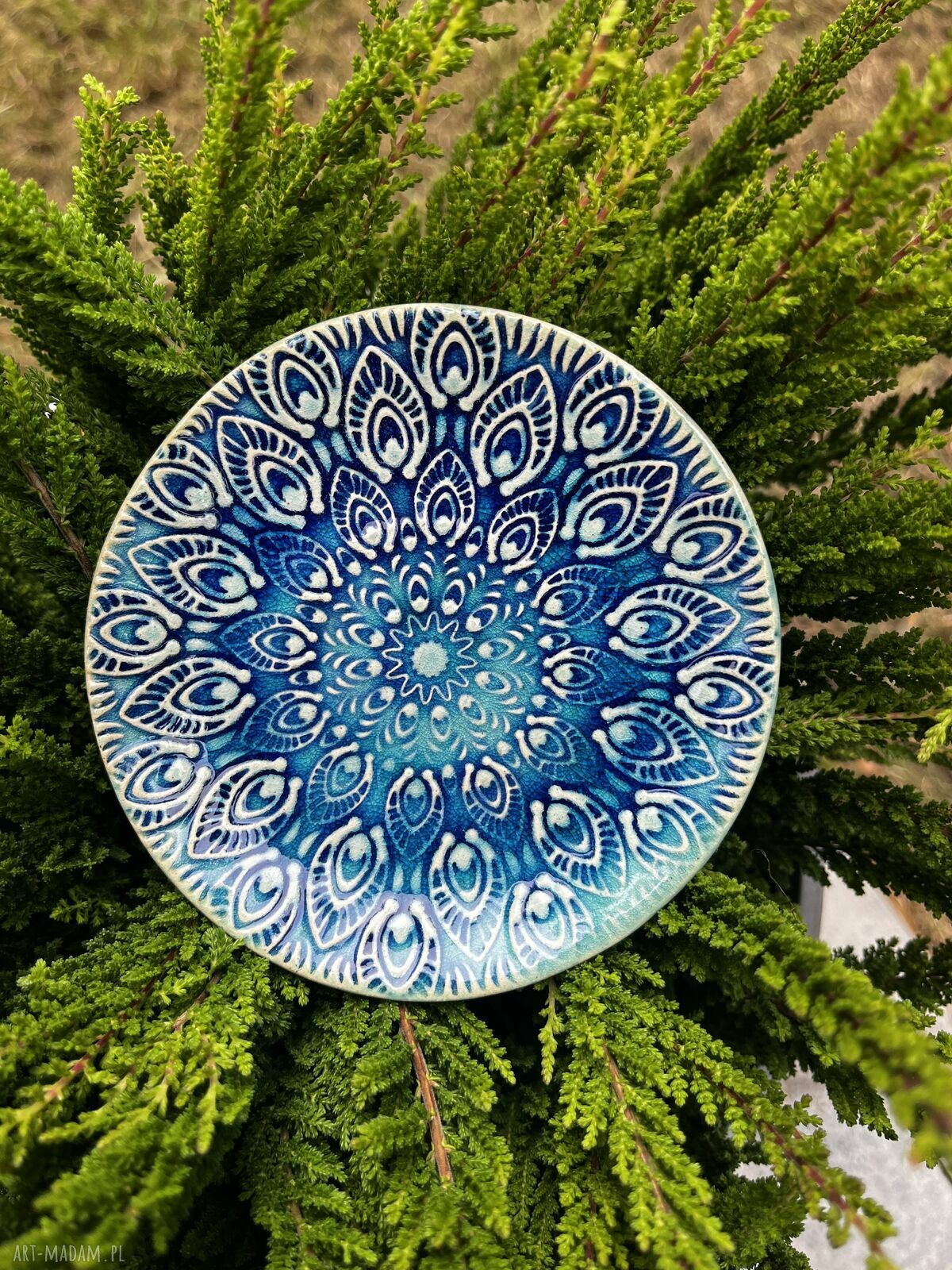 Talerzyk ceramiczny błękitna mandala na biżuterię i drobiazgi