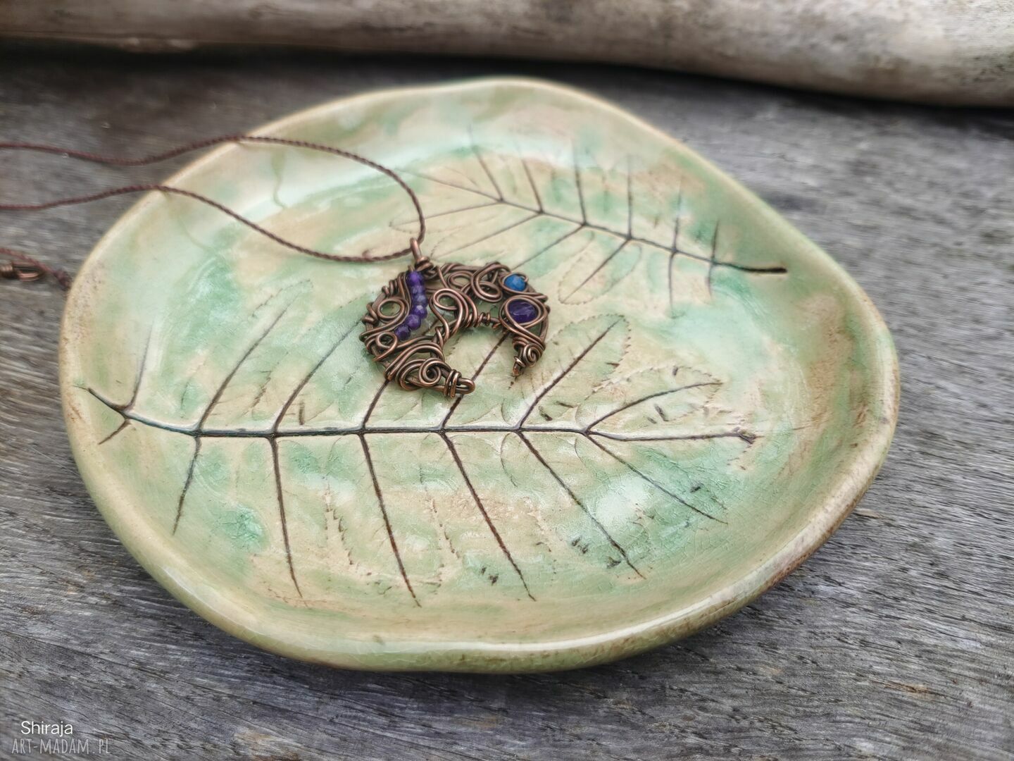 Ceramiczny talerzyk Jarzębina - ręcznie robiona podstawka na biżuterię i drobiazgi