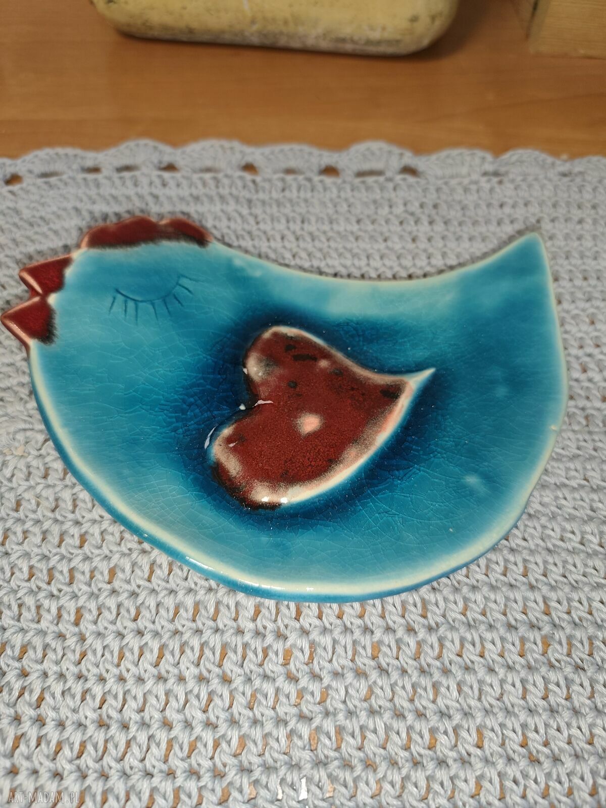 Talerzyk ceramiczny kura - Wolna Chwila ręcznie robiony, na Wielkanoc