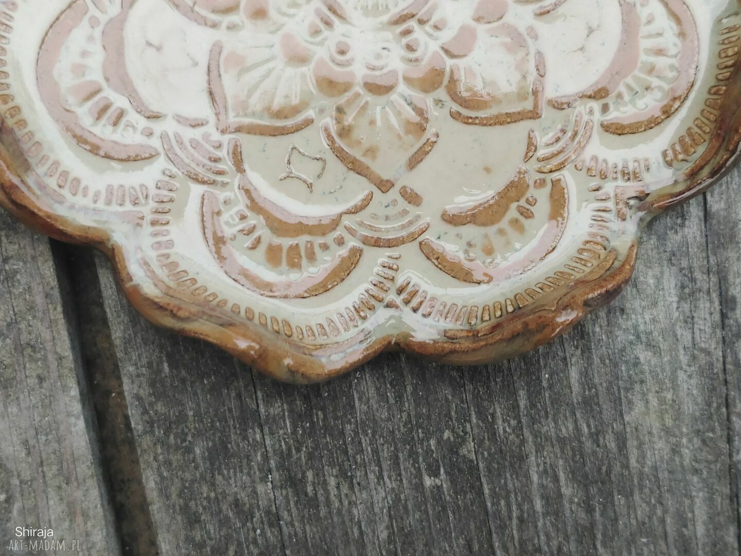 Talerzyk ceramiczny Mandala (c803) - ręcznie wypalany na tealight i biżuterię