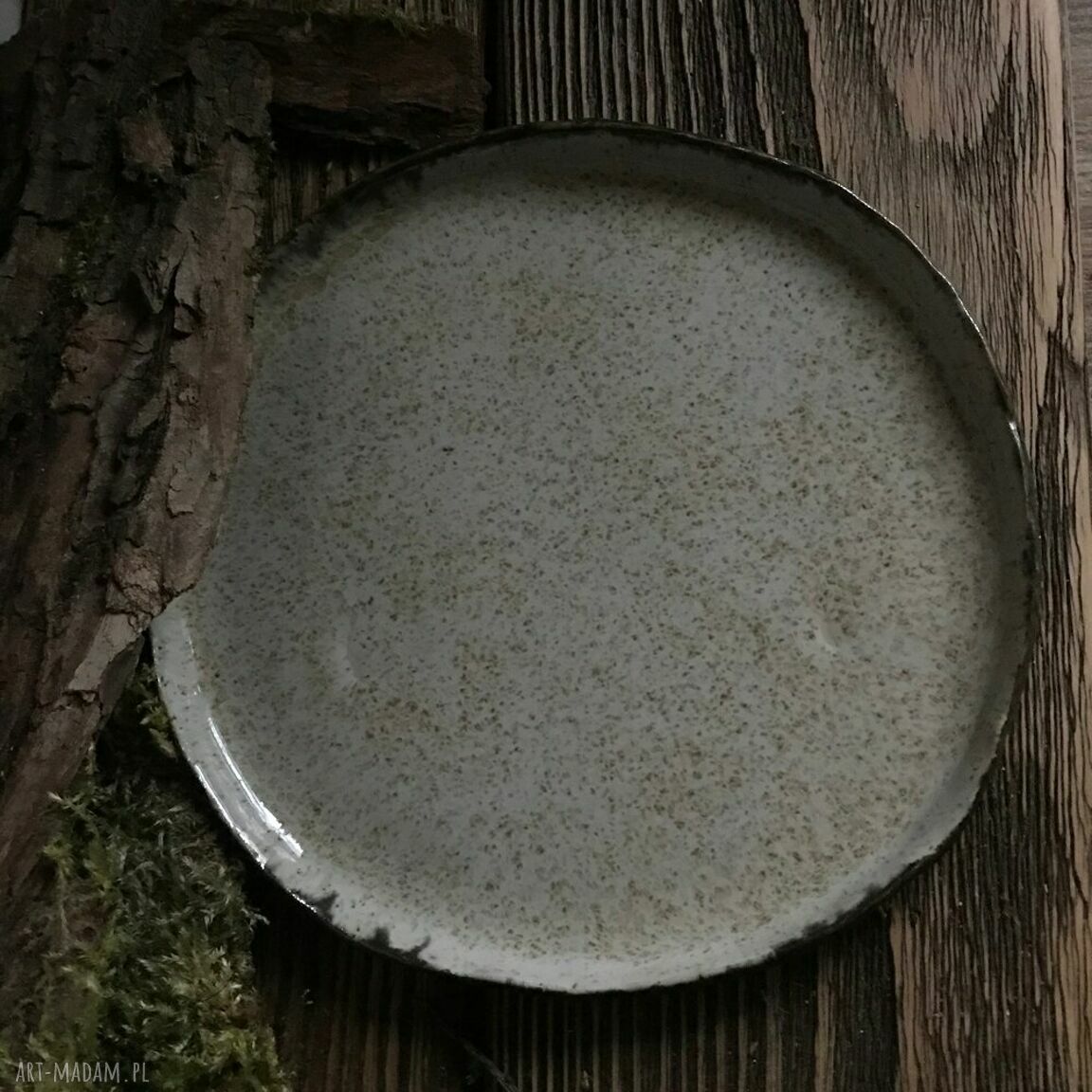 Talerzyk ceramiczny Ptasi w kropki Smokfa - 16 cm, ręczne wykonanie