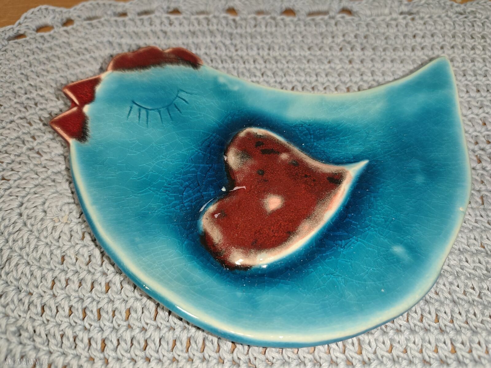 Talerzyk ceramiczny kura - Wolna Chwila (ręcznie robiony, na Wielkanoc)