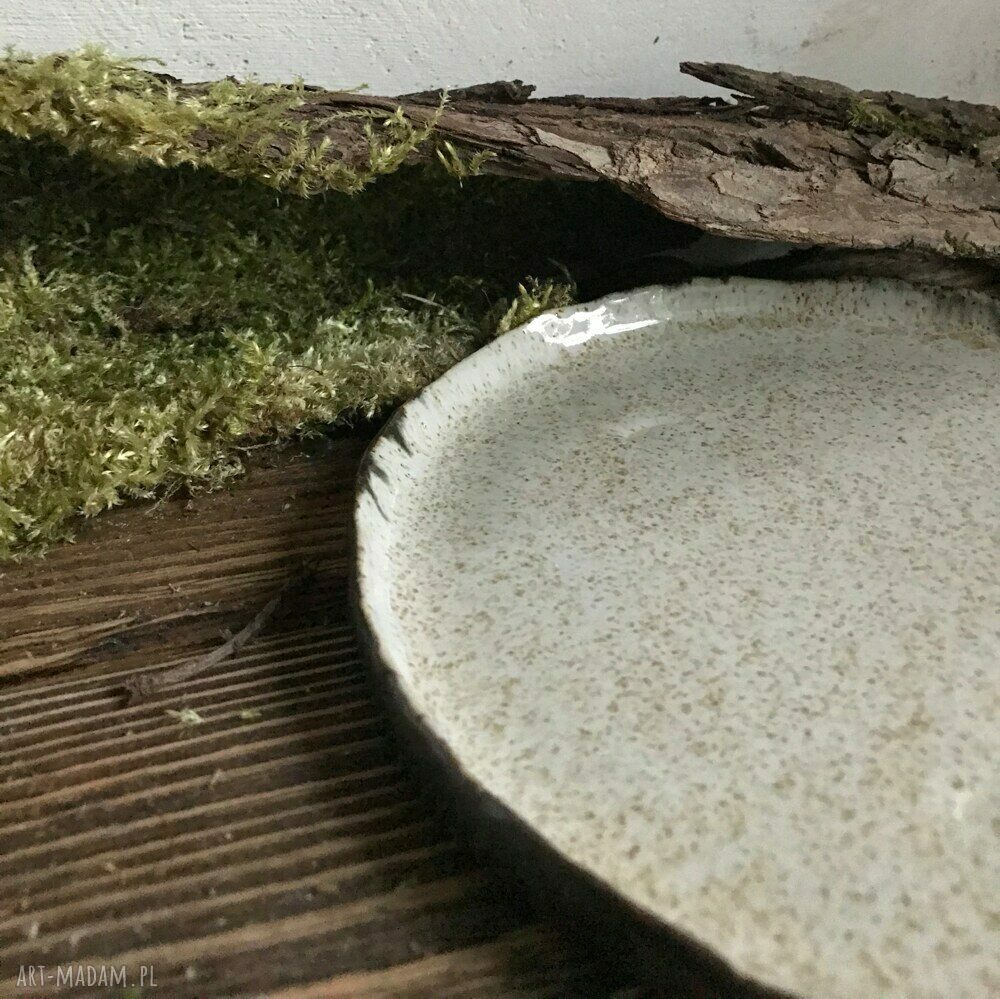 Talerzyk ceramiczny Ptasi w kropki Smokfa - 16 cm, ręczne wykonanie