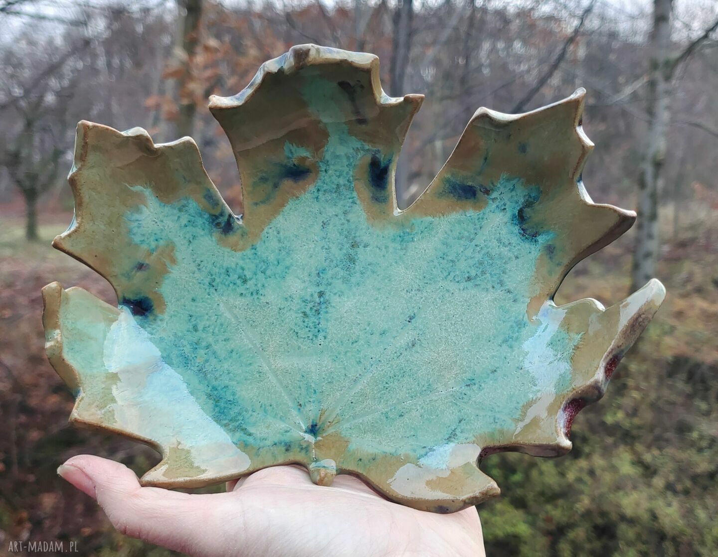 Ceramiczny talerzyk Liść Klonu C741 - patera pod biżuterię i świece