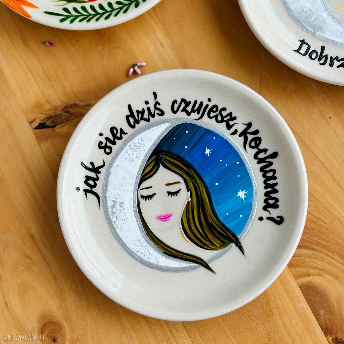 Talerzyk Księżycowy - prezent dla Niej, ręcznie malowany ceramiczny