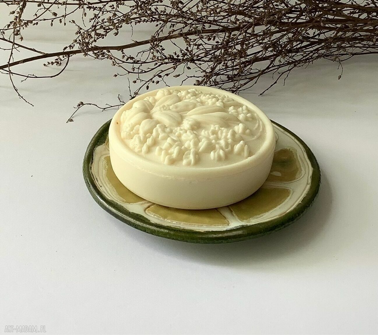 Mydelniczka ceramiczna „Limonka” - talerzyk z gliny 11 cm