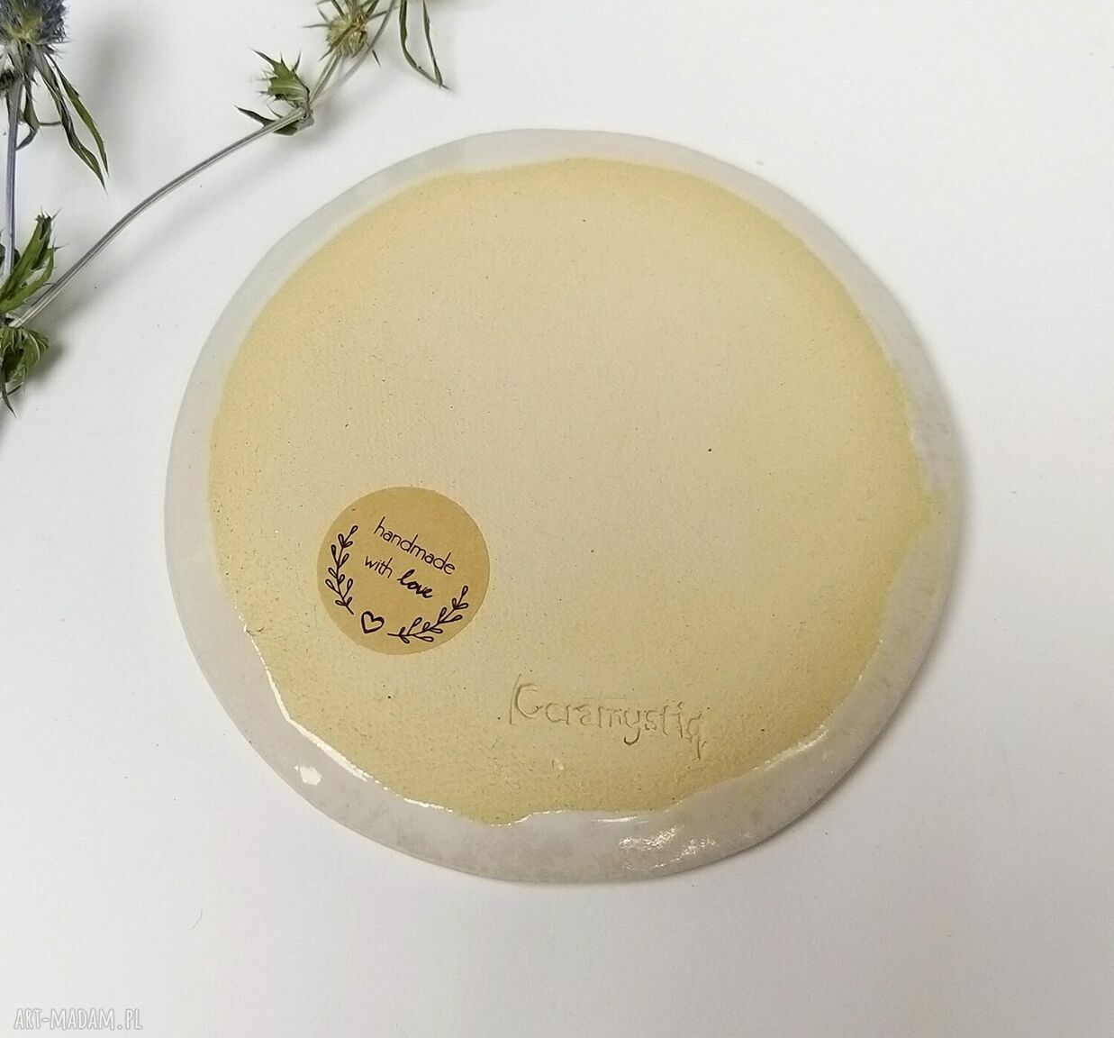 Talerzyk / mydelniczka „Paprotki 2” - ceramiczny spodeczek z odciskiem paprotek