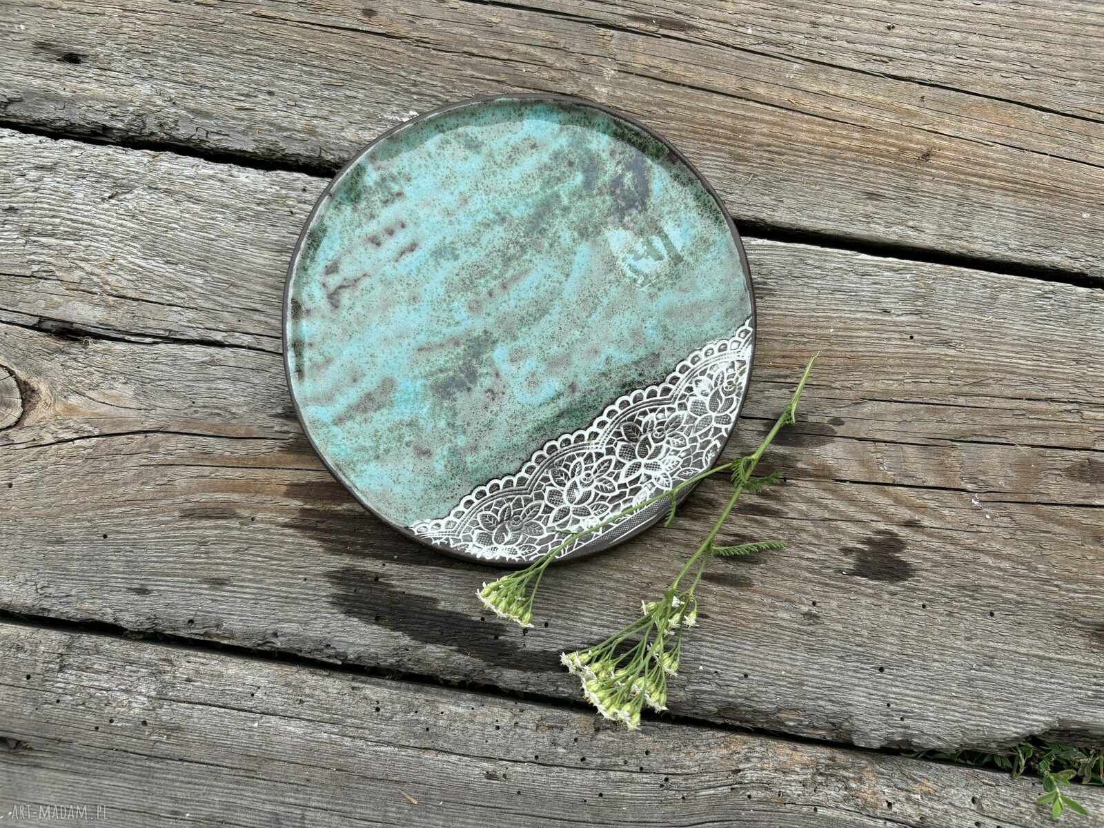 Talerzyk ręcznie zdobiony - ceramiczna podstawka na bibeloty i mydelniczka