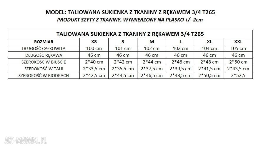 Taliowana sukienka z tkaniny z rękawem 3/4, T265, szara