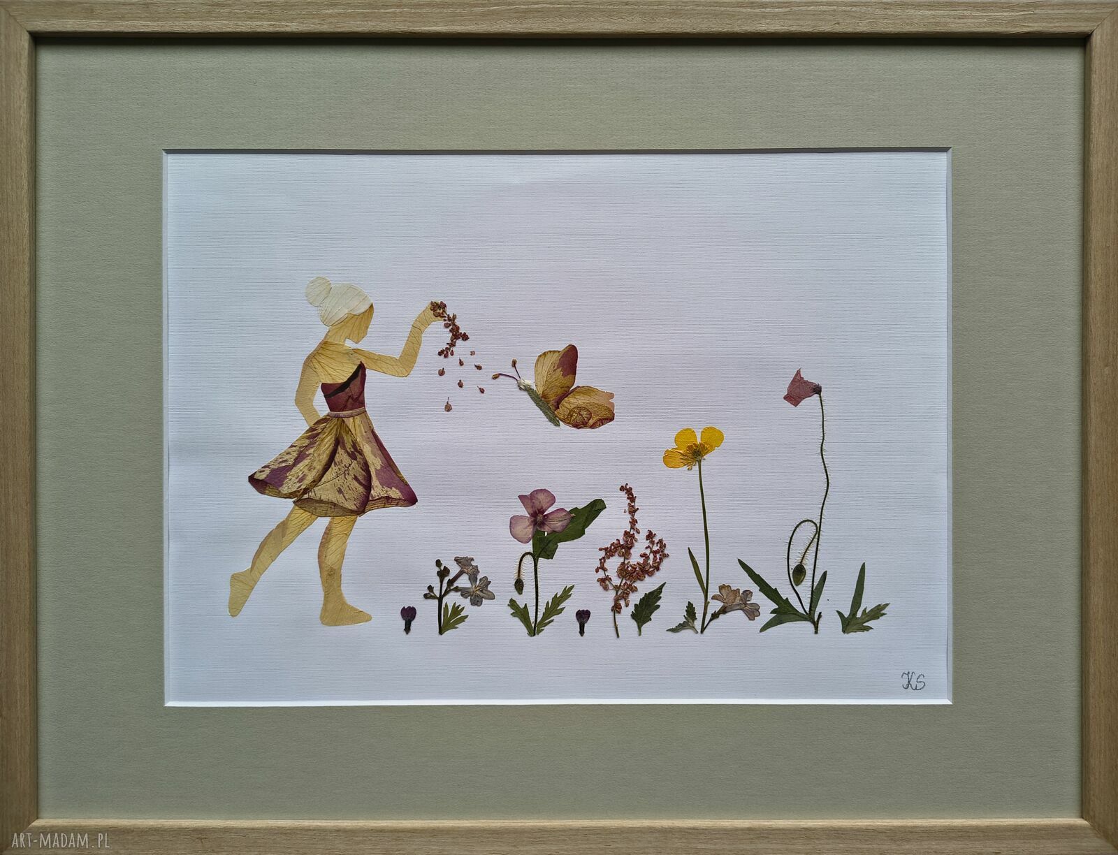 Tam, gdzie zaczyna się magia - obraz botaniczny z suszonych kwiatów 30x40 cm