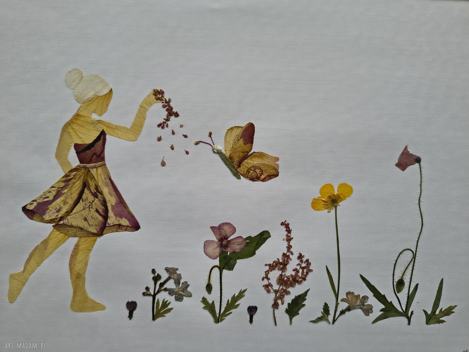 Tam, gdzie zaczyna się magia - obraz botaniczny z suszonych kwiatów 30x40 cm