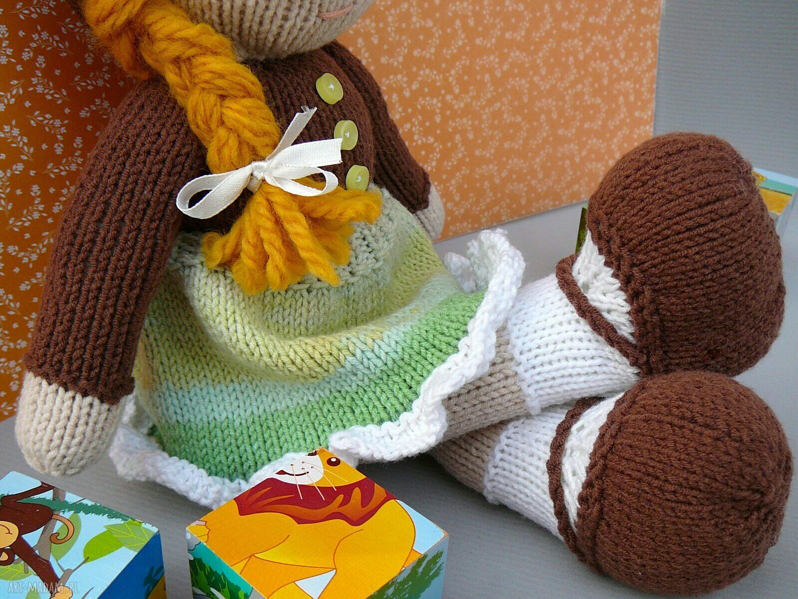 Tamara - lalka przytulanka ręcznie robiona na drutach (40 cm)