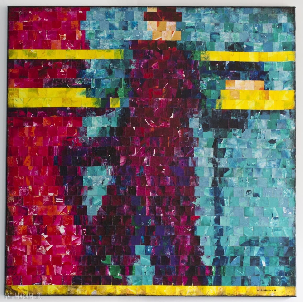 Tancerka - oryginalny obraz abstrakcyjny na płótnie 90x90 cm