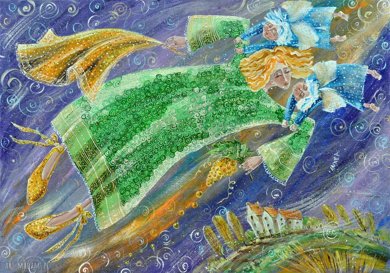 Tango dla Nefeli - kolorowy obraz muzyczny z aniołem na płótnie Canvas 35x50