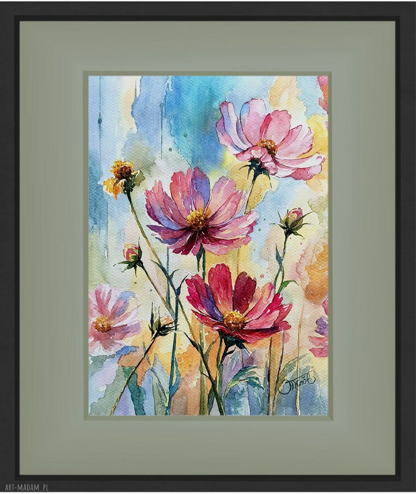Taniec kosmosów - oryginalna akwarela 24 x 32 cm