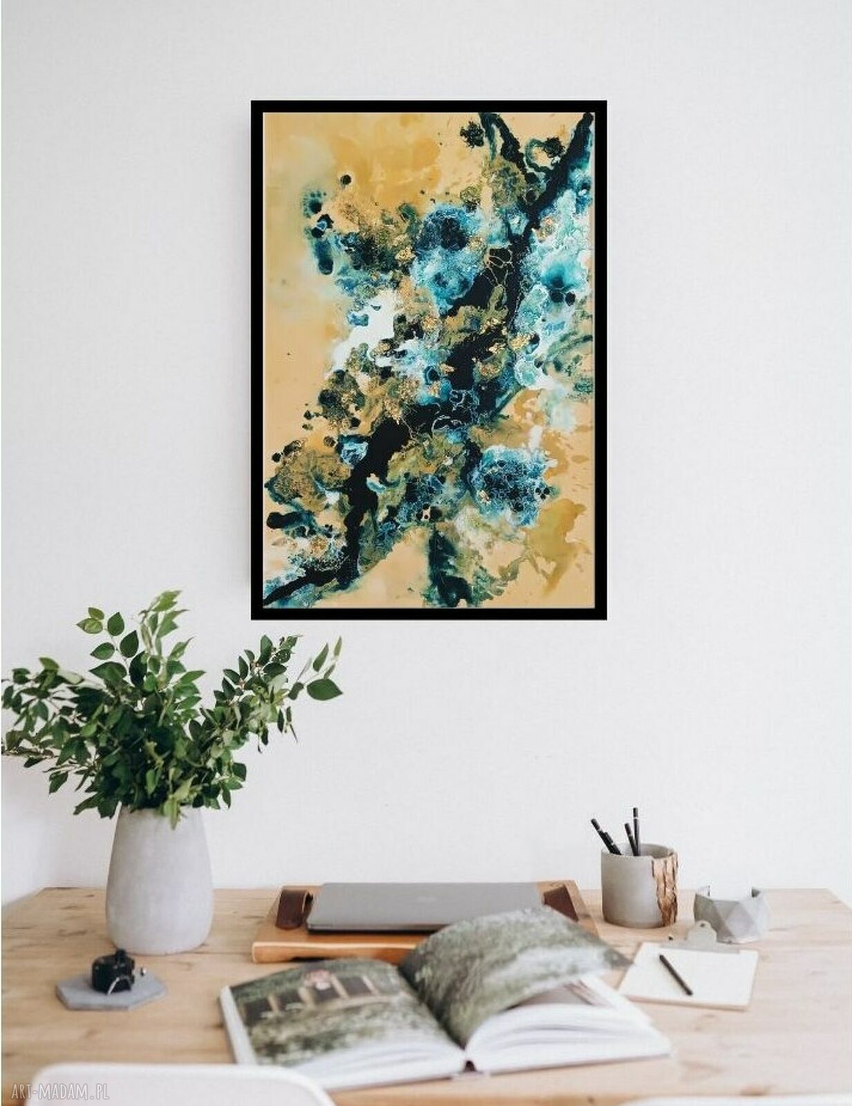 Taniec Liści - obraz abstrakcyjny 40x60 cm akryl na płótnie do salonu
