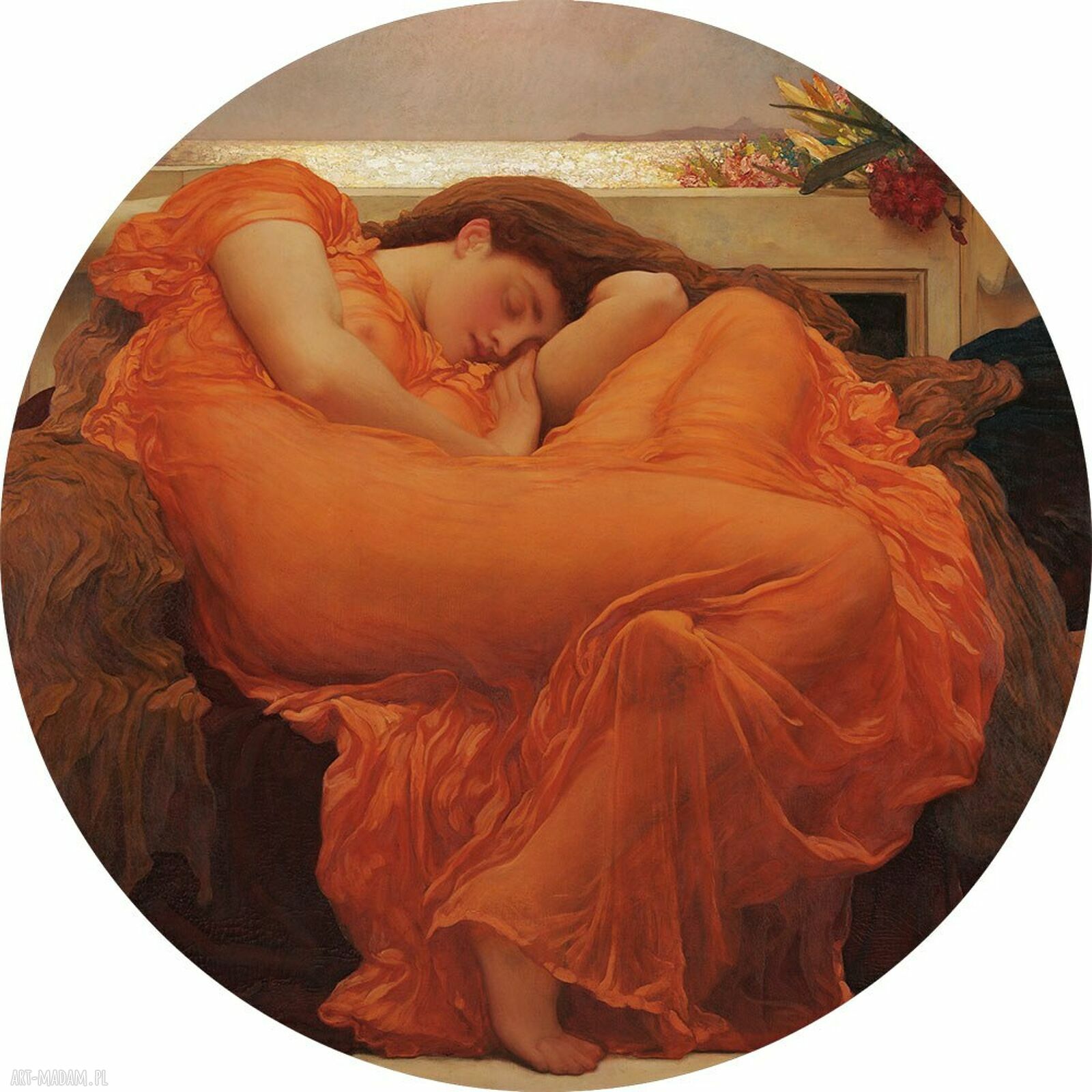 Samoprzylepna tapeta w kształcie koła - Flaming June