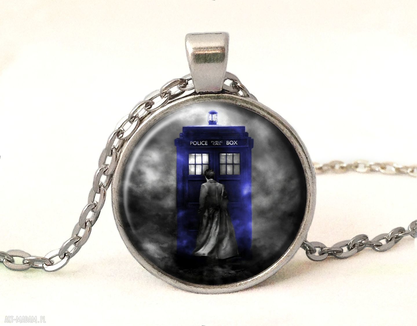 Tardis medalion łańcuszkiem doctor who naszyjnik serial ręcznie