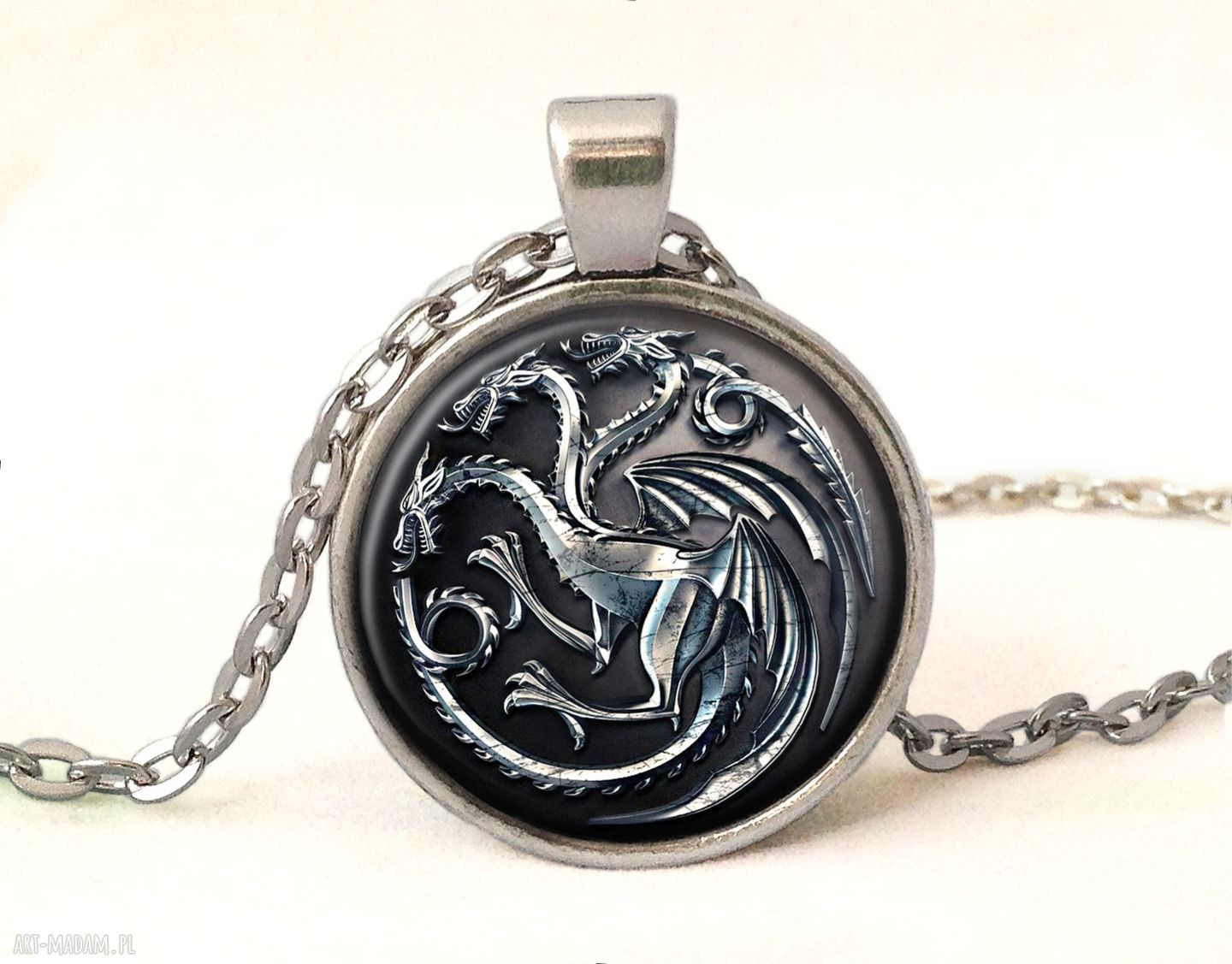 Targaryen - duże kolczyki wiszące ze smokami i powiększającym szkłem