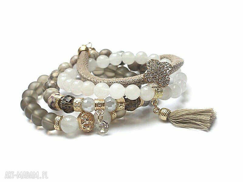 Zestaw bransoletek Taupe Vol handmade na prezent