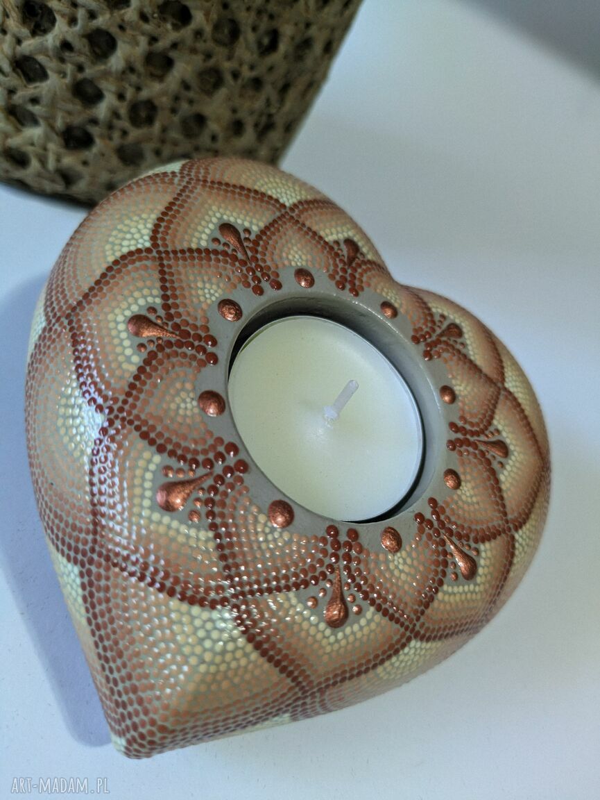 Świecznik tealight - dekoracja dotting z efektem 3D, ręczne wykonanie