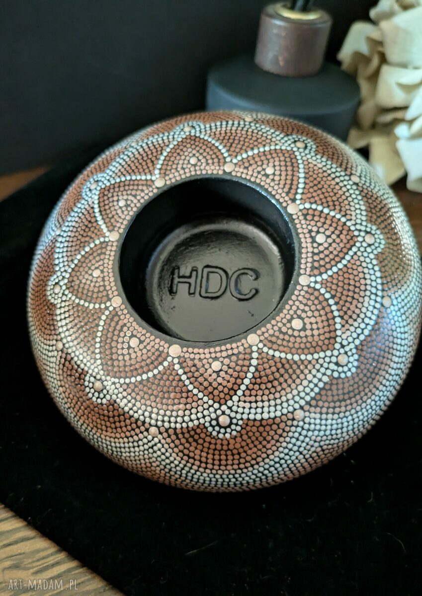 Świecznik tealight Mandala - ręcznie zdobiony dotting