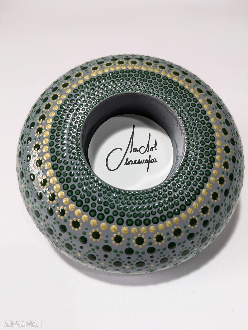 Świecznik tealight dotting - malowany akrylem (ręcznie robiony)