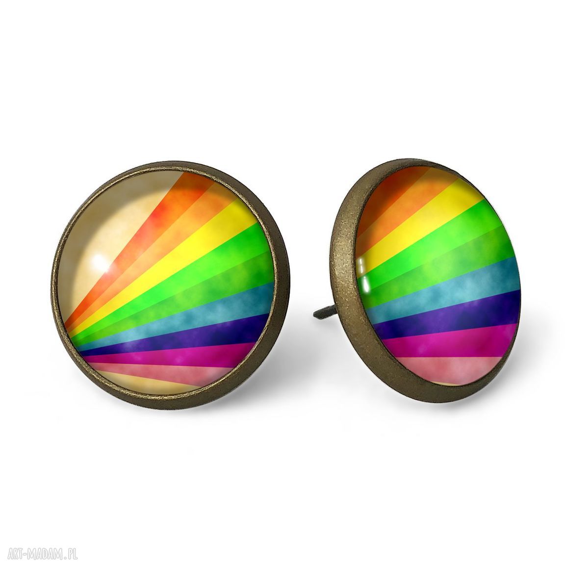 Tęcza kolczyki wkręty sztyfty wkrętki tęczowe kolorowe ręcznie